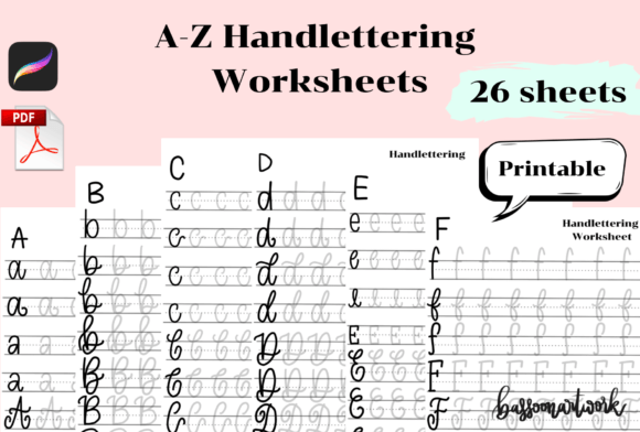 Download A-Z Handlettering Worksheets - Letter Collection