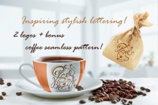 Download Inspiring Stylish Lettering on the Theme of Coffee. Logotypes. Bonus Seamless Pattern. - Logotypes Collection