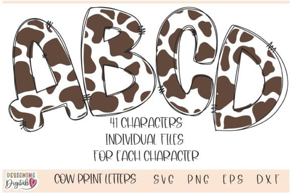 Download Cow Print Doodle Letters, Western SVG - Letter Collection